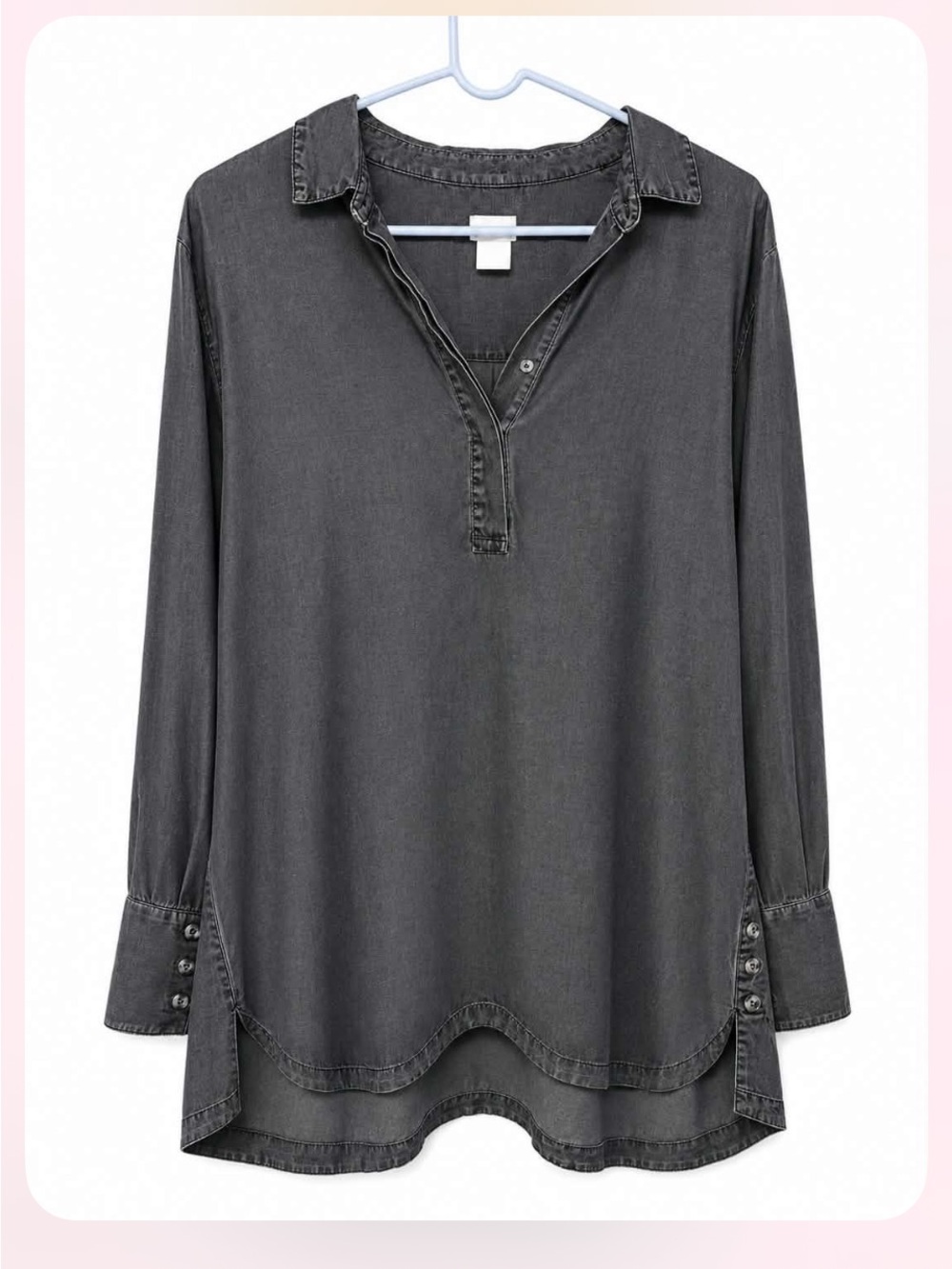 Chico's Washed Charcoal Button-Detail Tunic